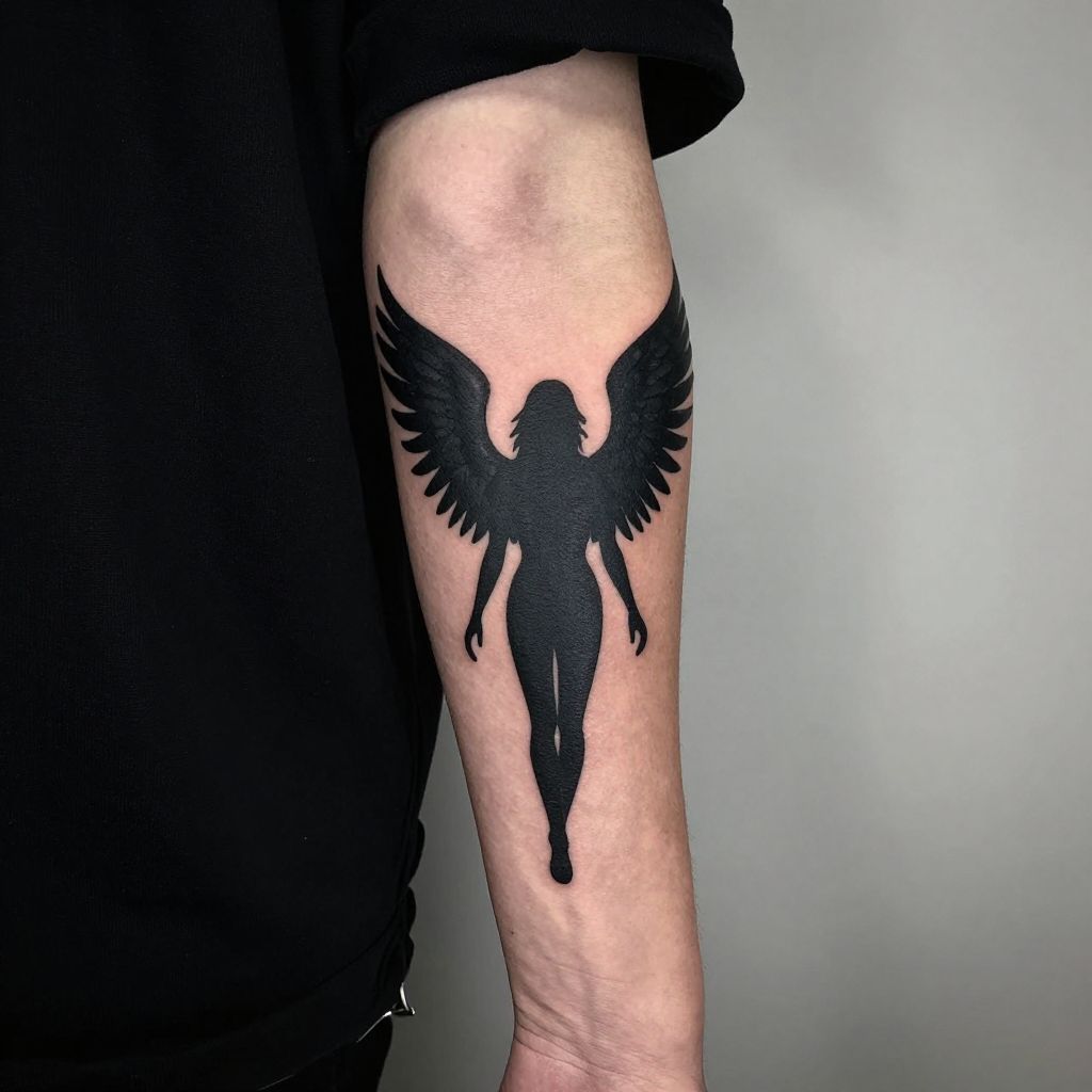 Dark angel silhouette tattoo idea