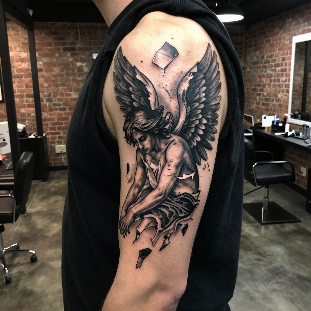 Fallen angel tattoo idea