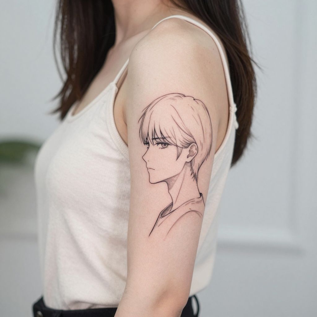 anime tattoo ideas minimalist character profile