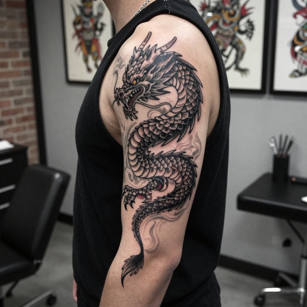 anime tattoo ideas dragon coil wrap