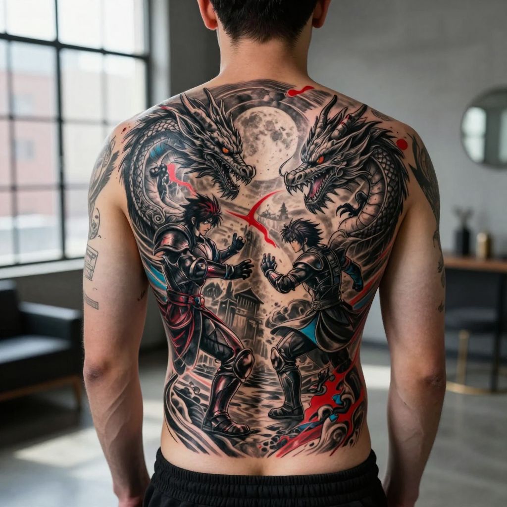 anime tattoo ideas full scene tribute piece