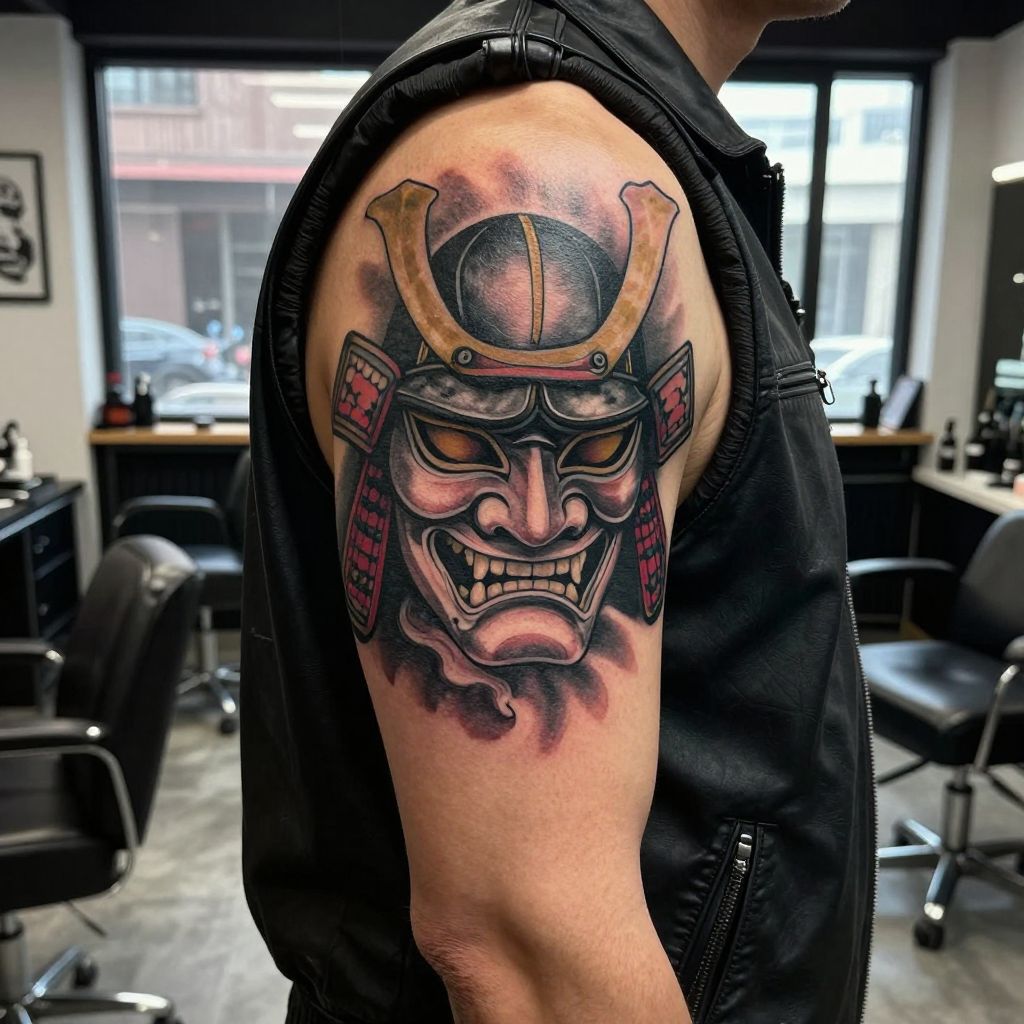 anime tattoo ideas masked samurai face