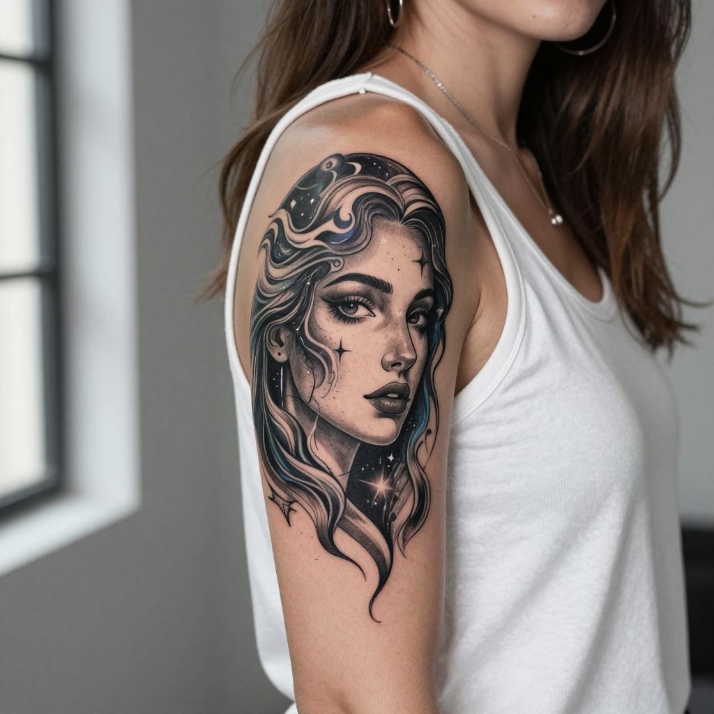 Artistic Face with Aquarius Features