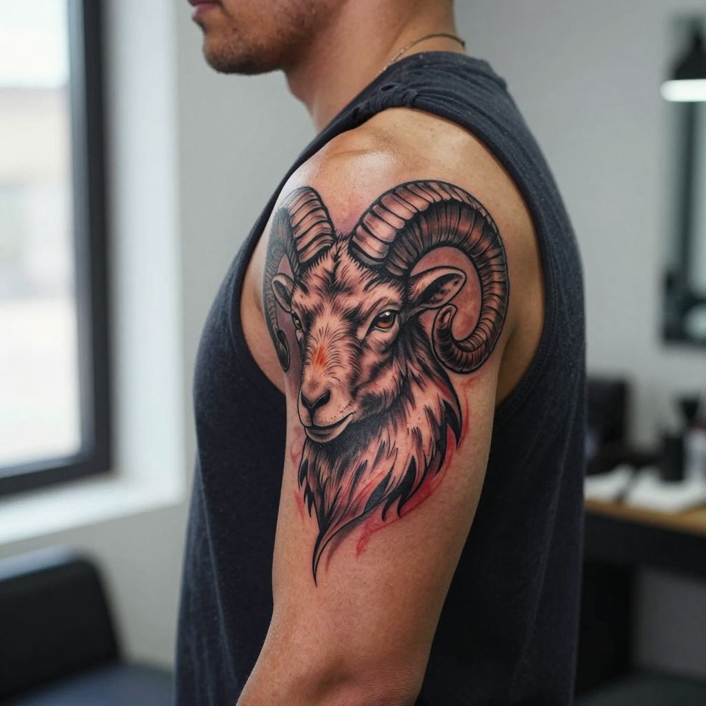 The Classic Aries Ram Head tattoo