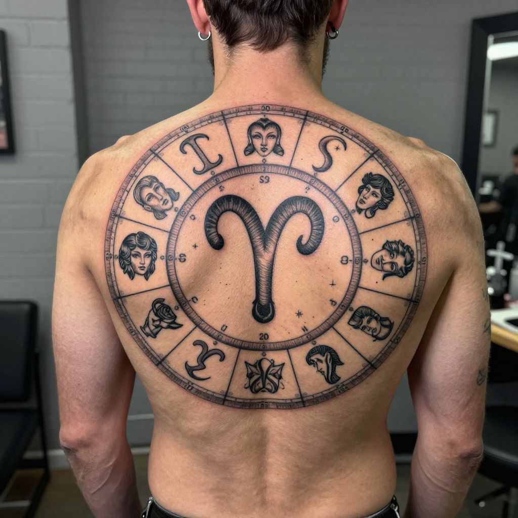 Aries Zodiac Wheel tattoo