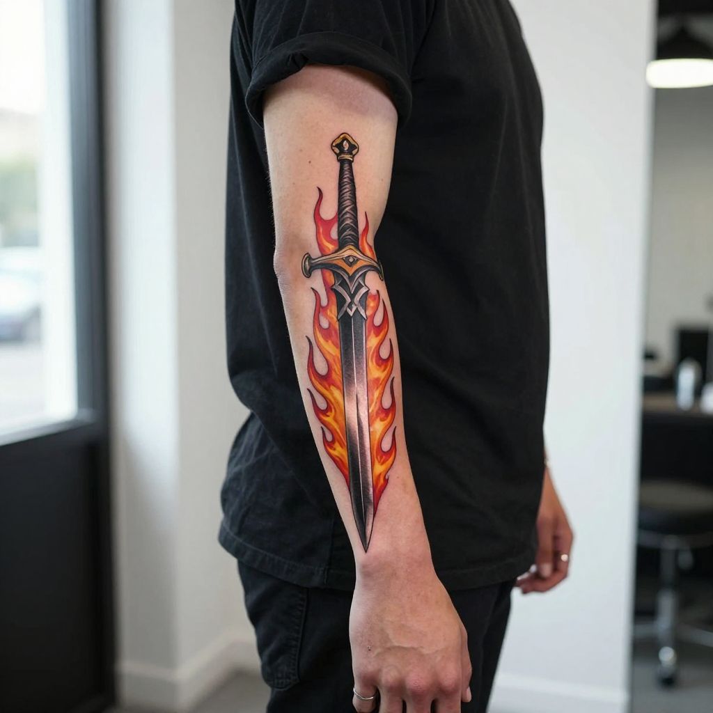 Aries Tattoo with Sword