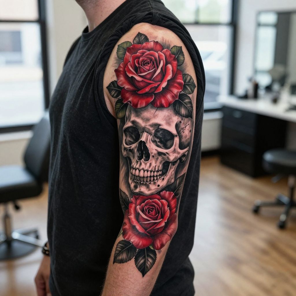 Skull with Roses