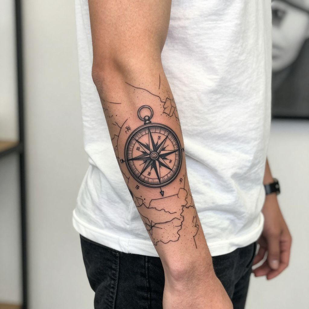Compass with Map Lines