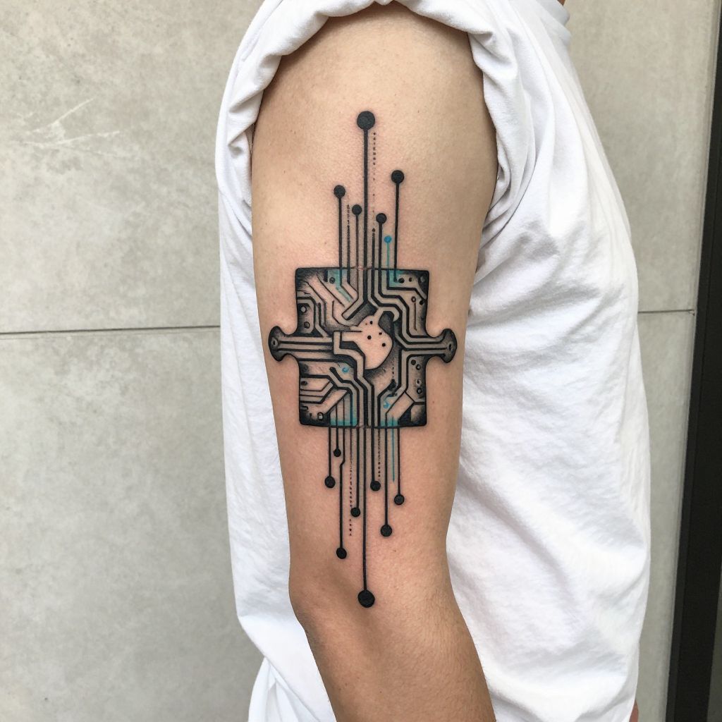 Autism tattoo ideas - Circuit Board Puzzle