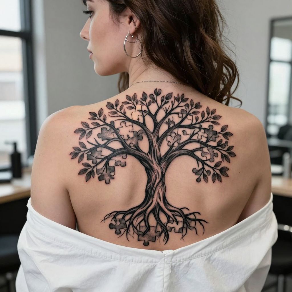 Autism tattoo ideas - Tree of Life Puzzle Roots