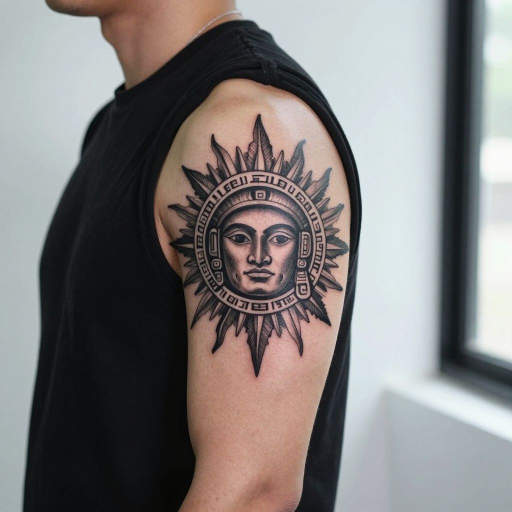 Aztec Sun Warrior Tattoo