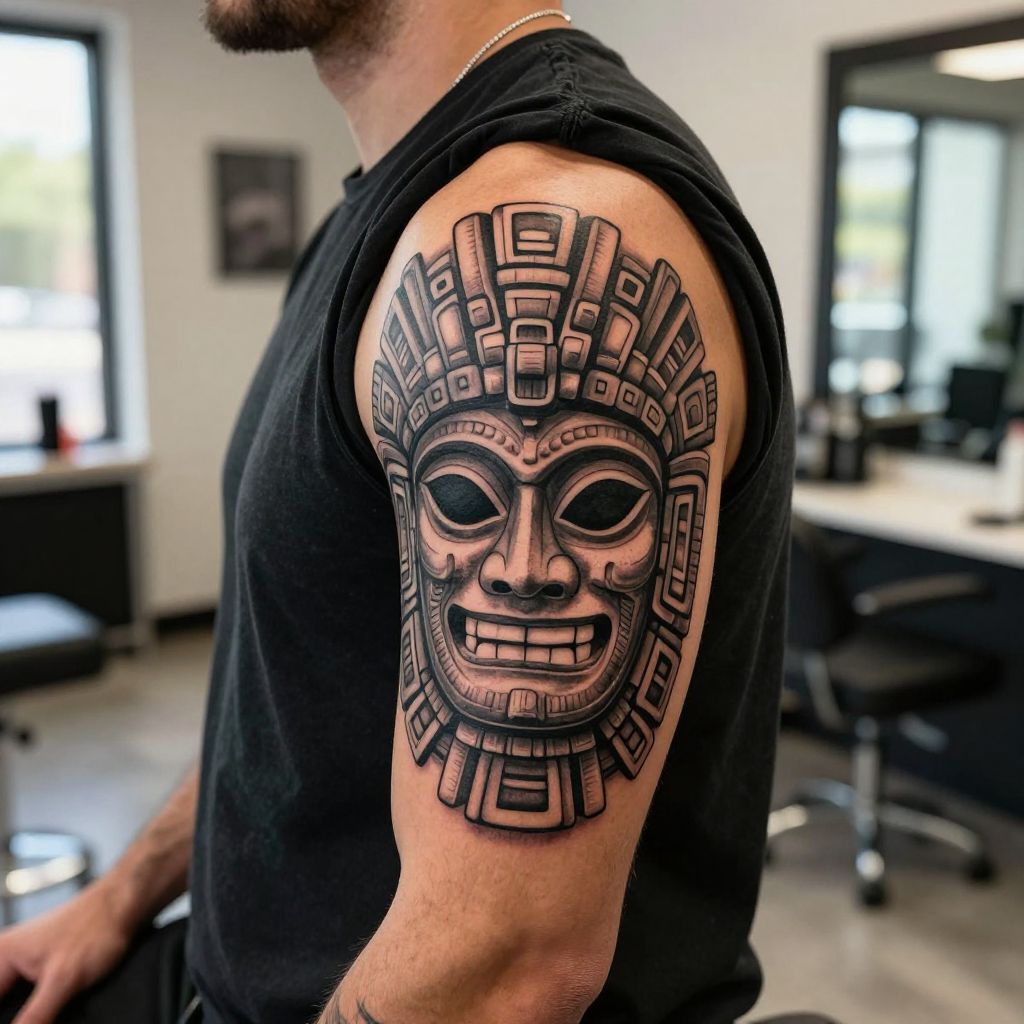 Aztec Mask Tattoo