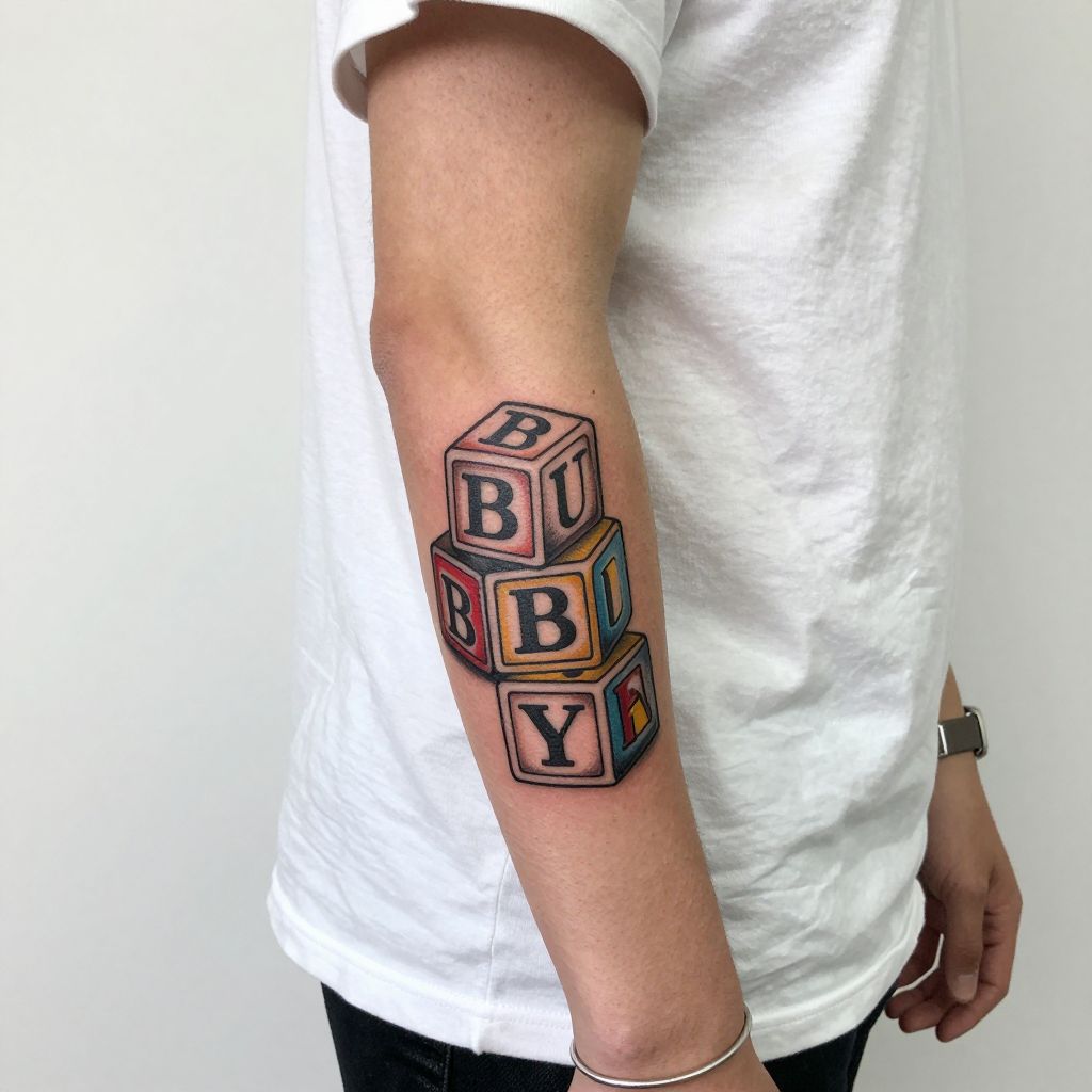 Baby Blocks with Letters Tattoo