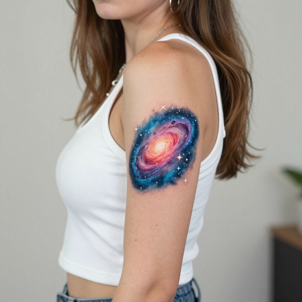Baby Galaxy with Stars Tattoo