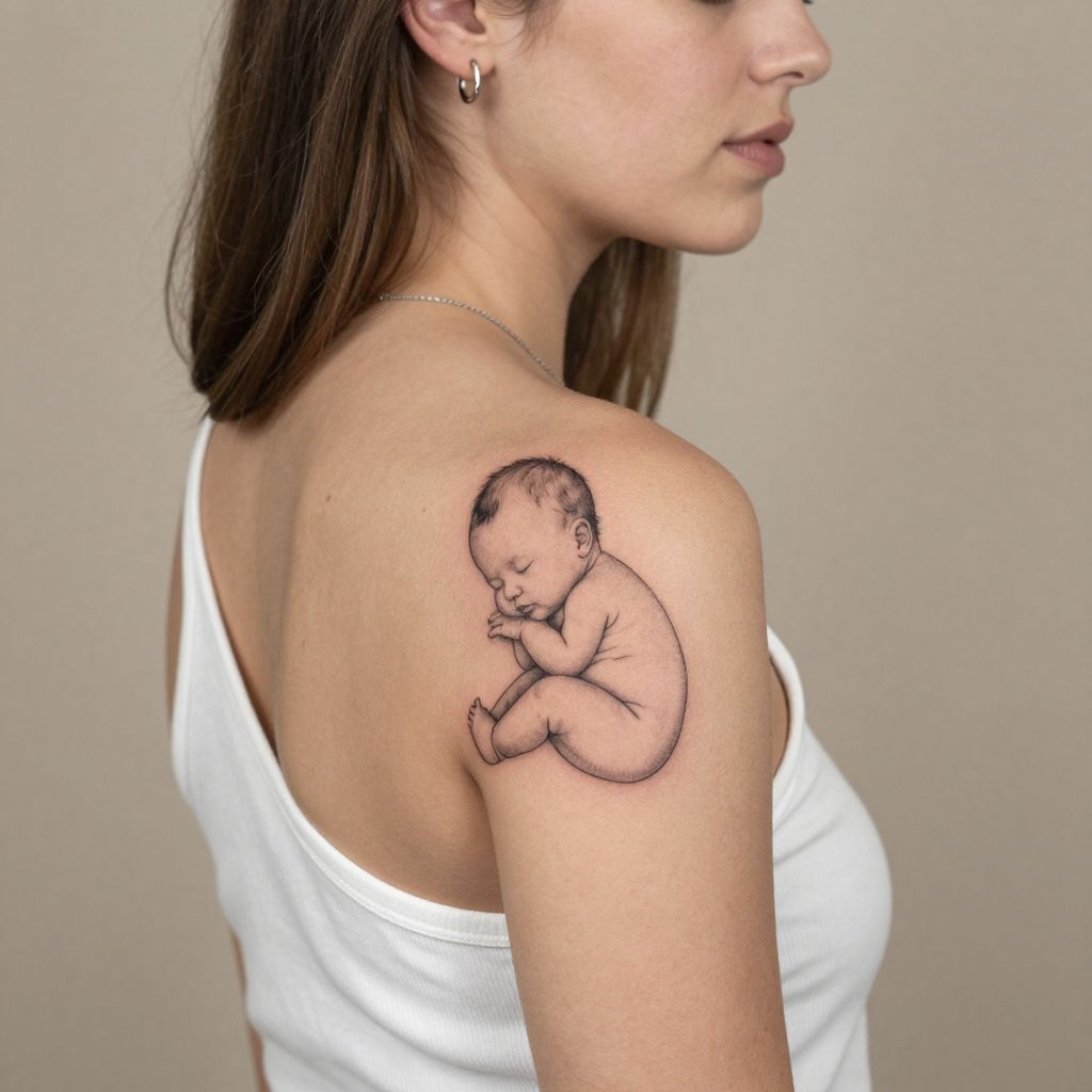 Sleeping Baby Silhouette Tattoo