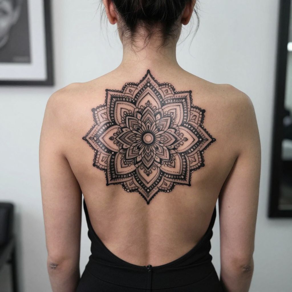 Ornamental Mandala Back Panel tattoo idea