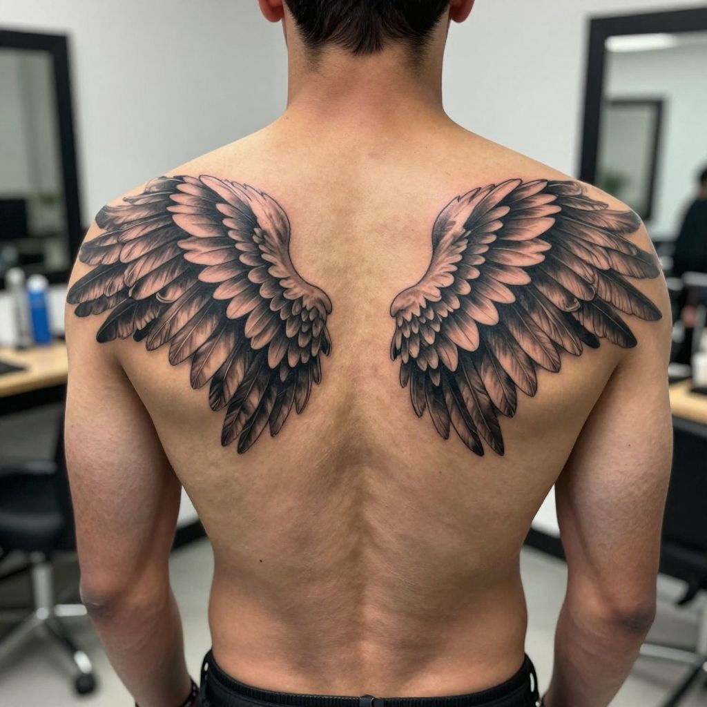 Winged Angel Back Piece tattoo idea