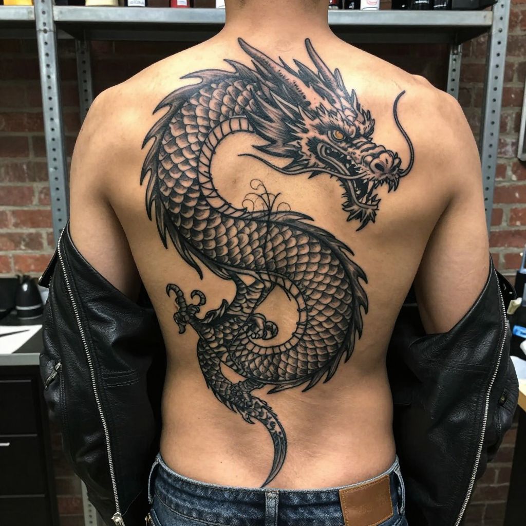 Dragon Wrap Design back tattoo idea