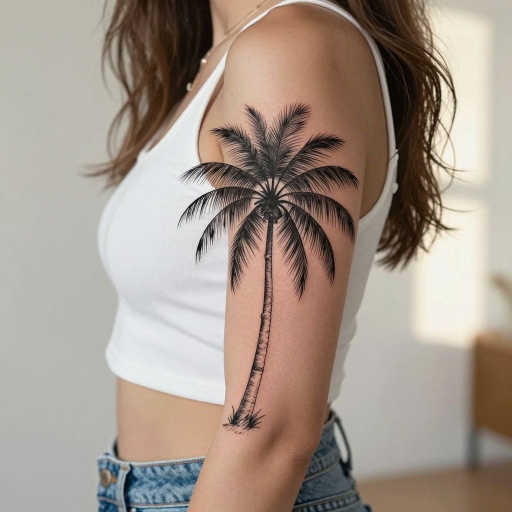 Palm Tree Side Rib Tattoo