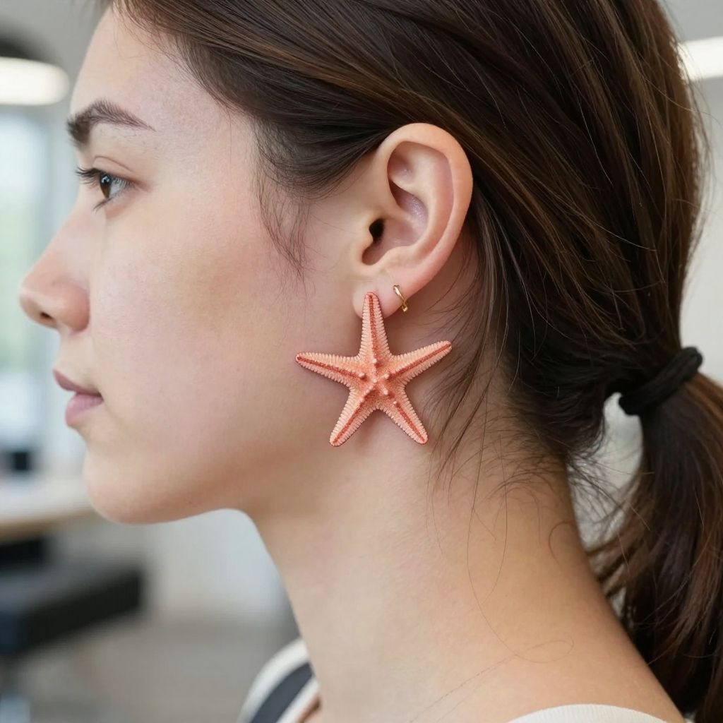 Tiny Starfish Behind the Ear Tattoo