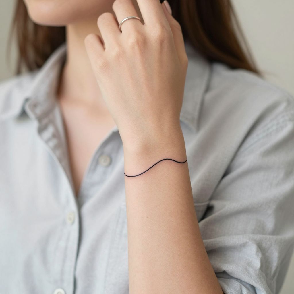 Minimalist Ocean Line Finger Tattoo