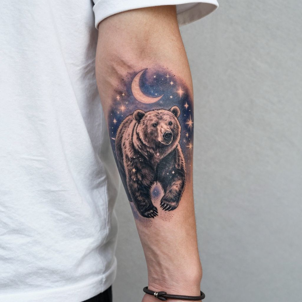 Celestial Bear with Moon and Stars