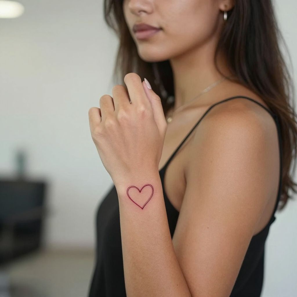 Tiny matching hearts best friend tattoo idea