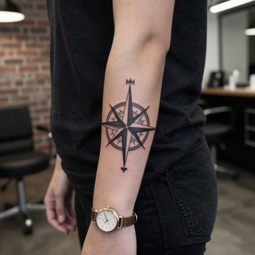 Connected compass points best friend tattoo idea