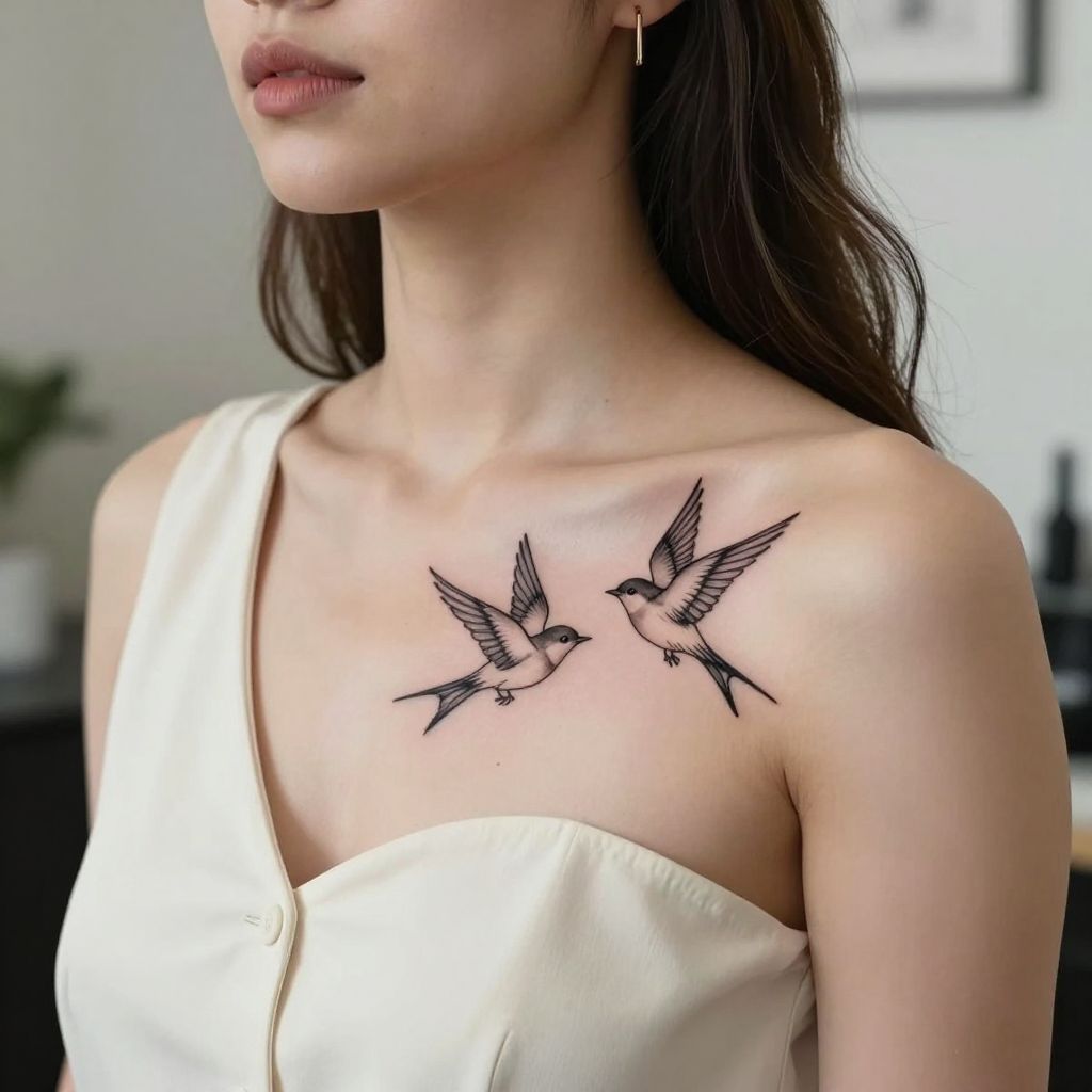 Tiny birds in flight best friend tattoo idea