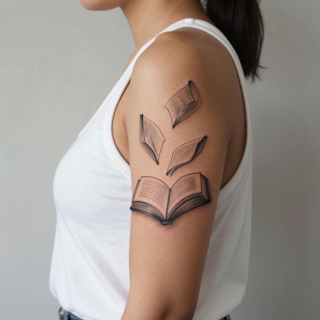 Open Book With Floating Pages