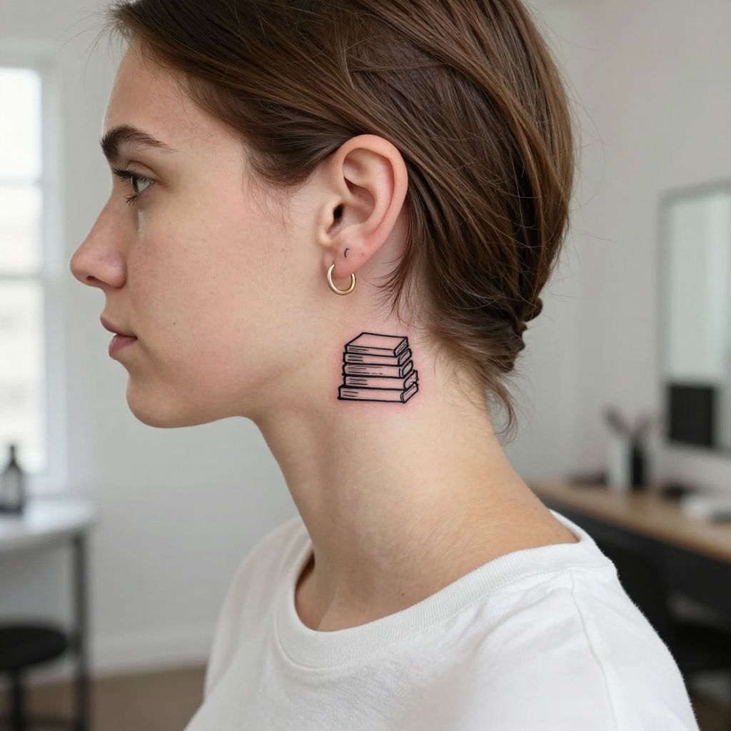 Tiny Book Stack Behind The Ear