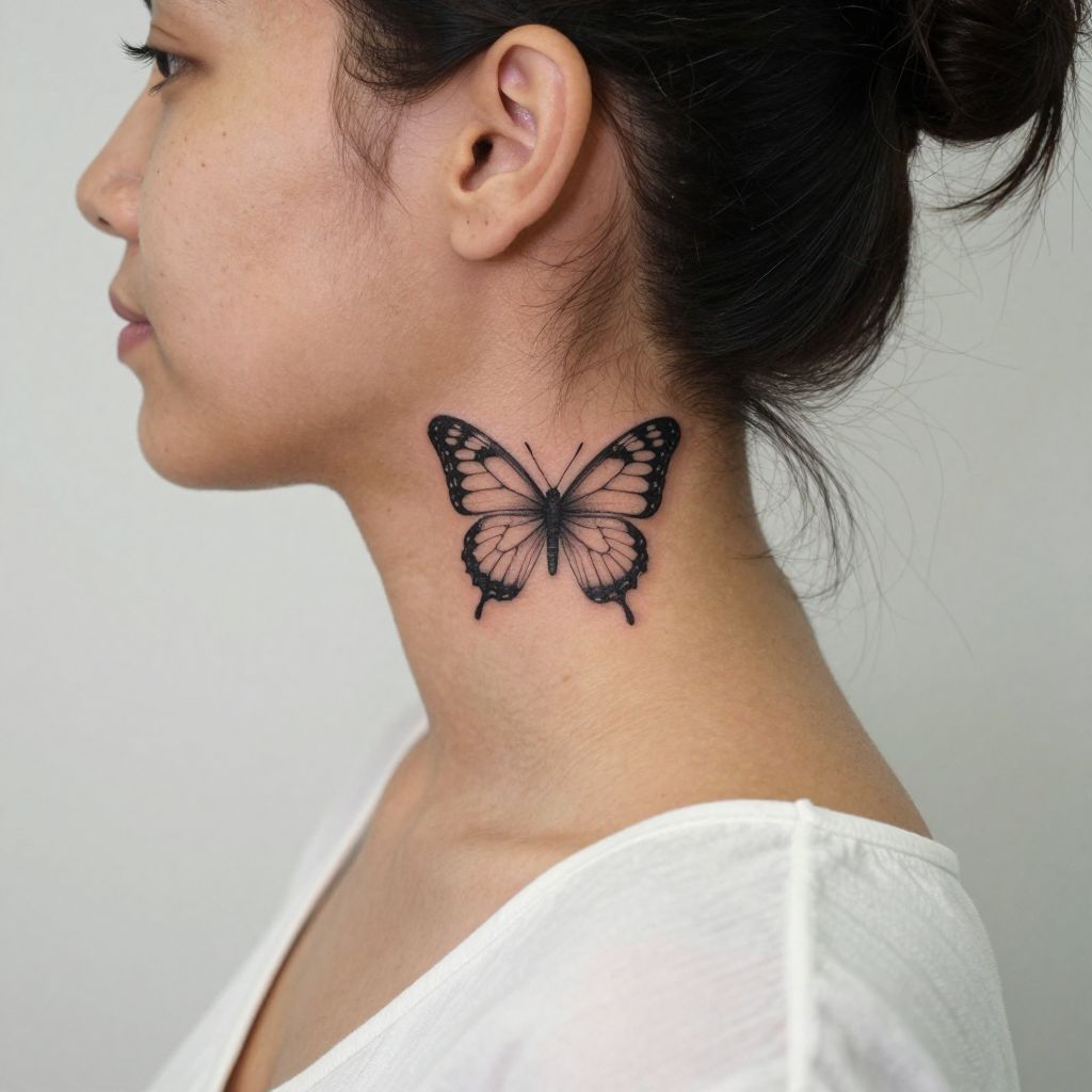 Butterfly Behind The Ear tattoo idea