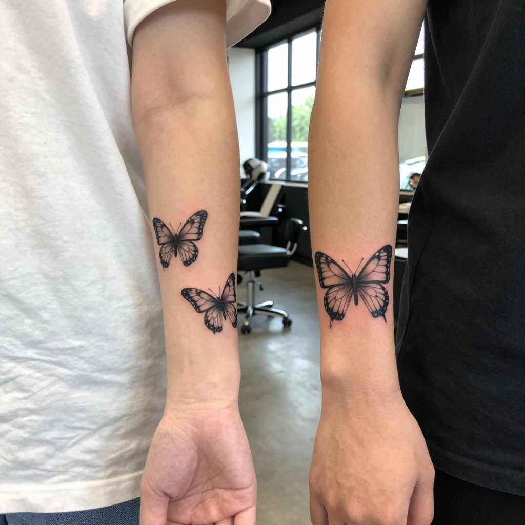 Matching Butterfly Pair tattoo idea