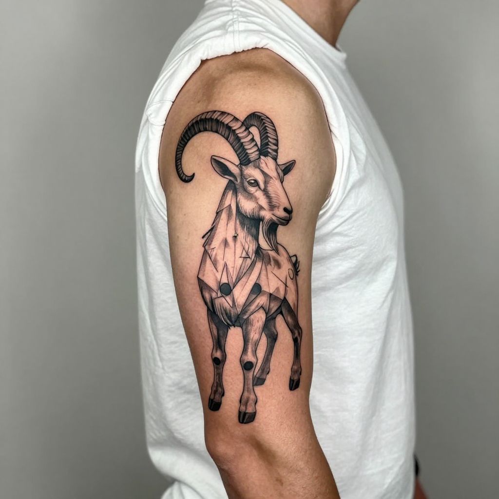 Classic Capricorn Goat with Geometric Twist