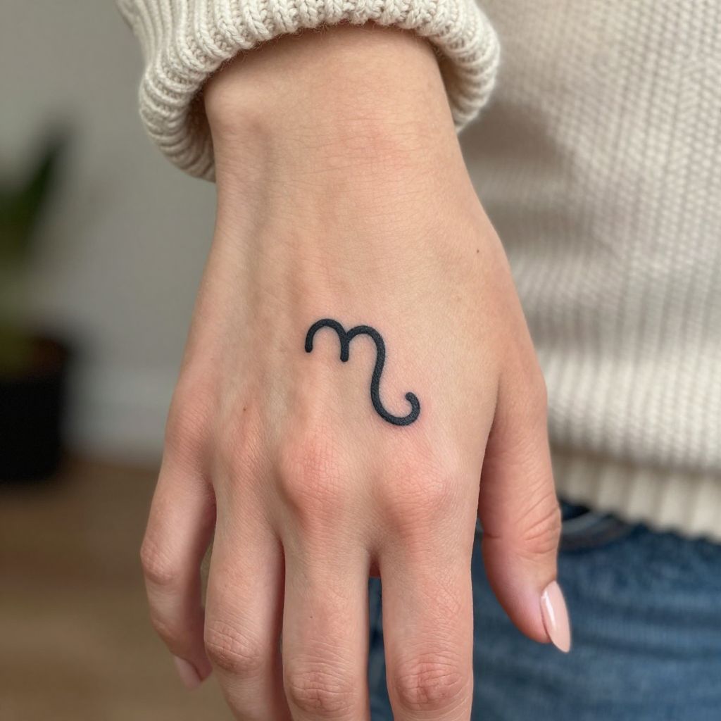 Tiny Capricorn Symbol on Finger or Behind Ear