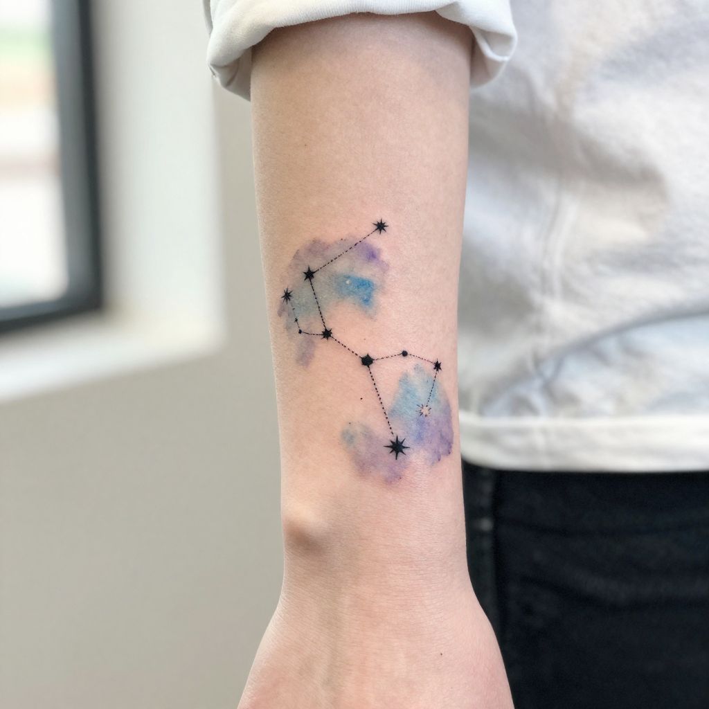 Watercolor Capricorn Constellation