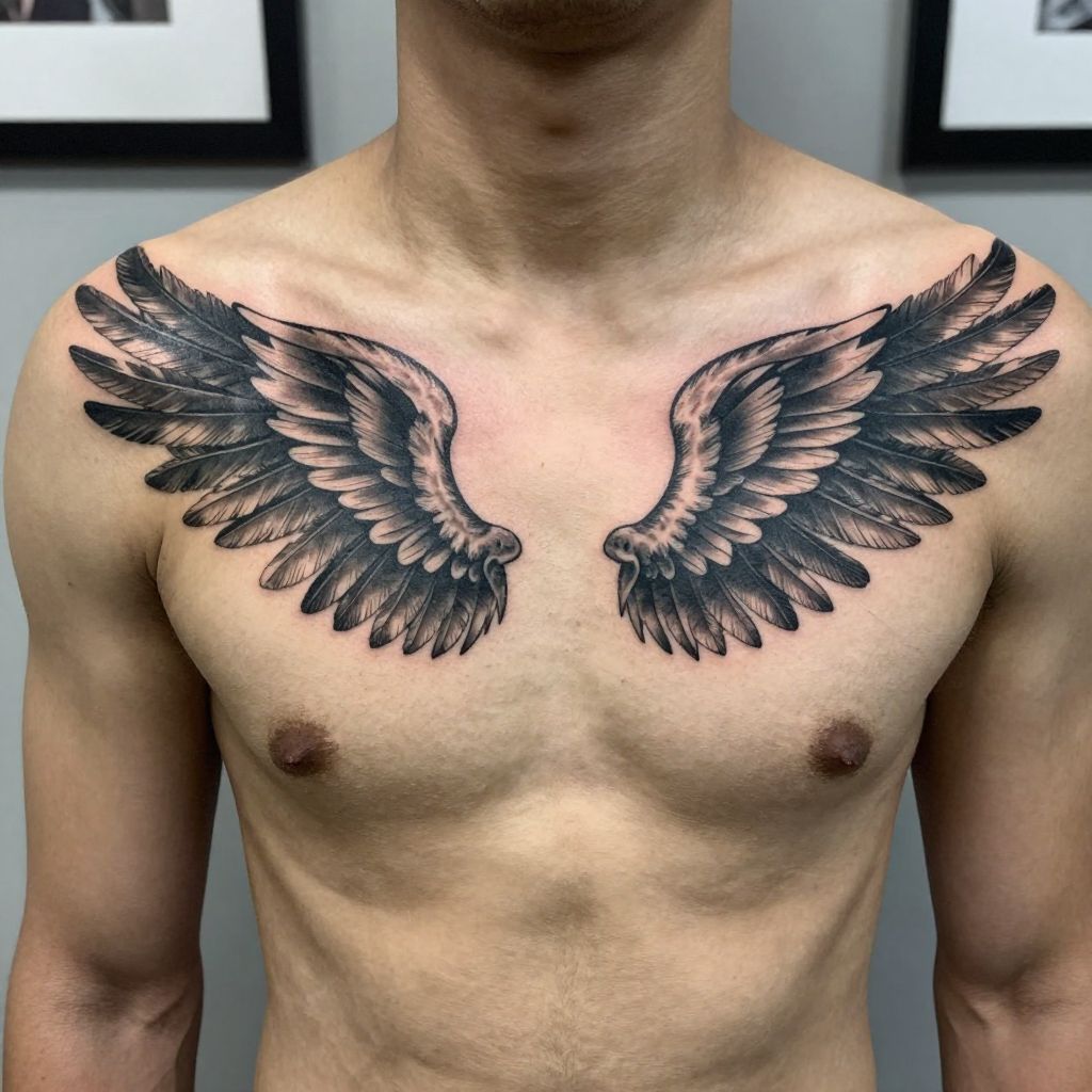 Symmetrical winged chest piece
