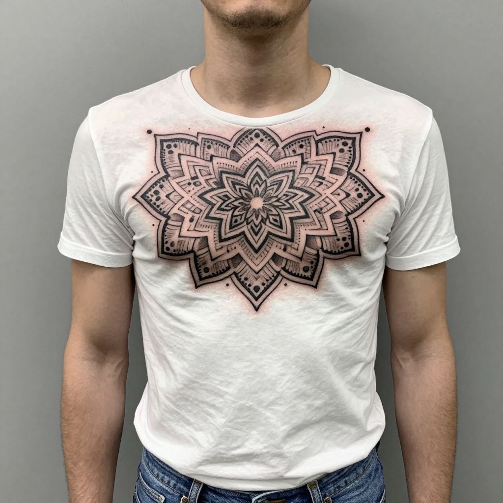 Geometric mandala chest piece