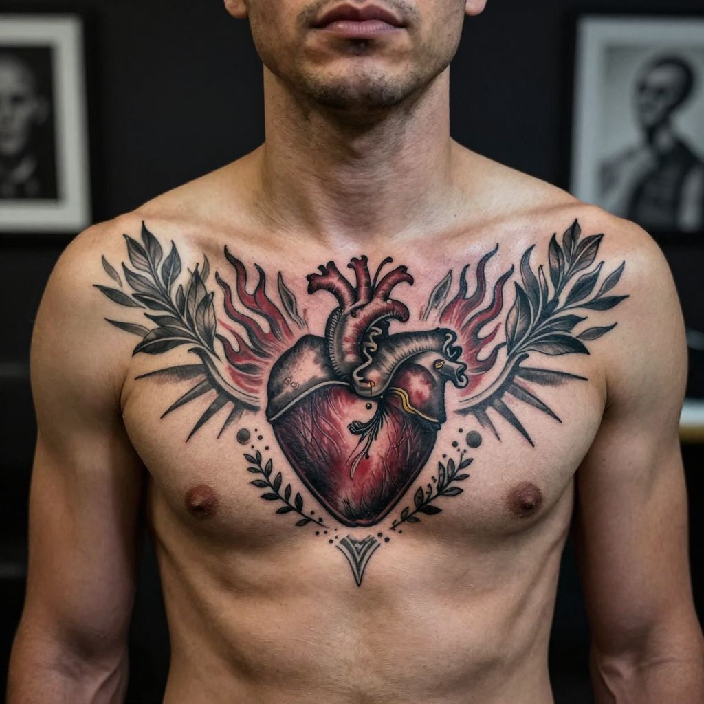 Sacred heart with ornate rays
