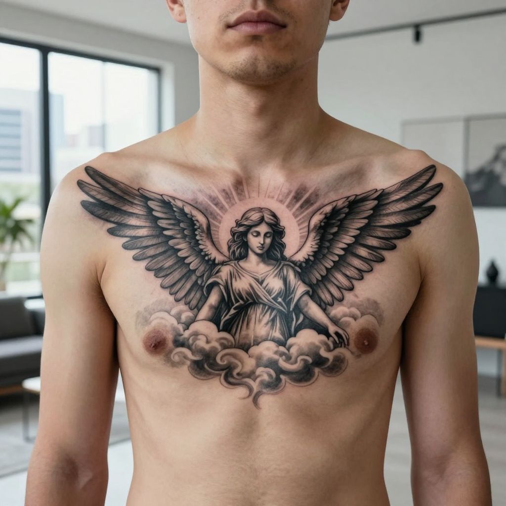 Angel and cloud composition