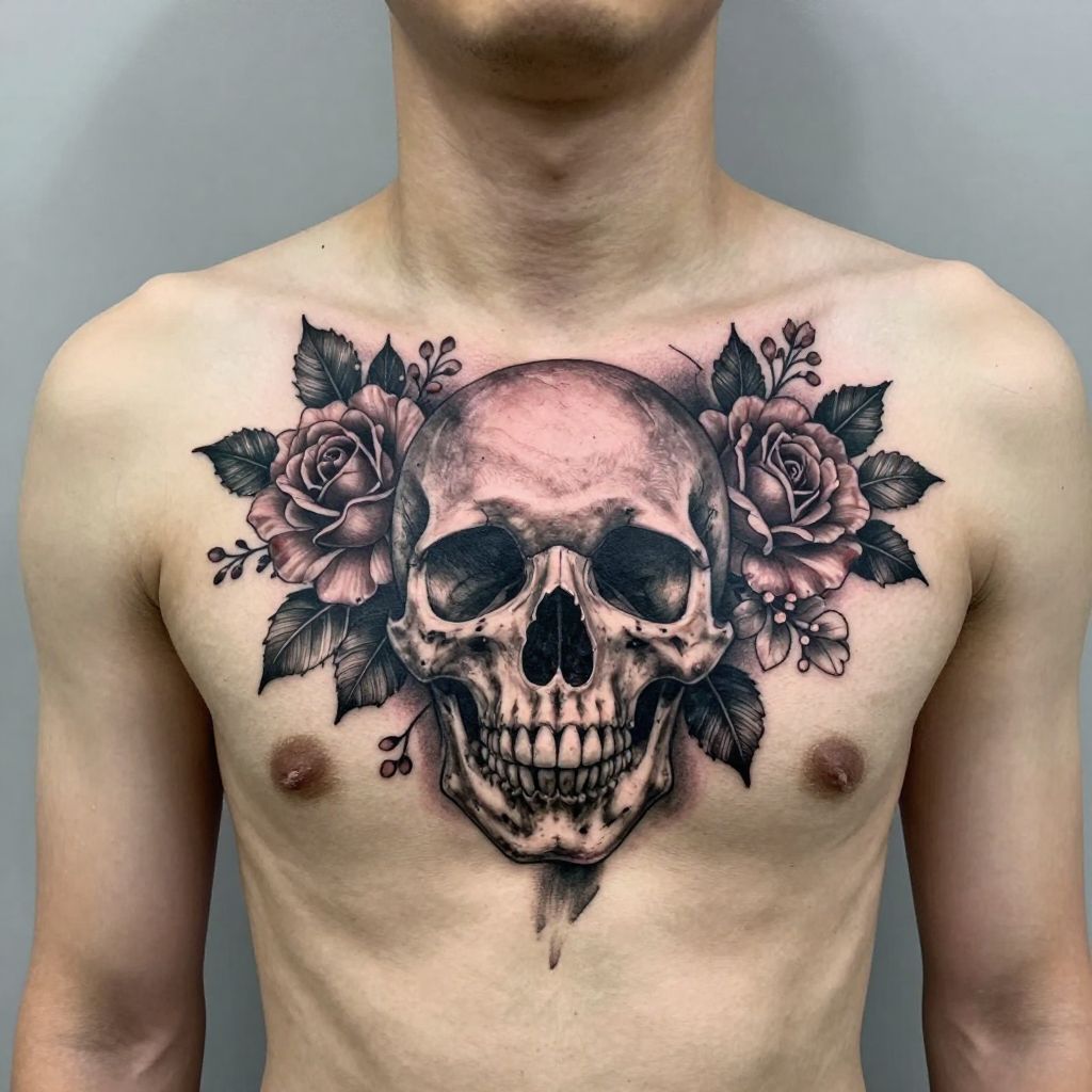 Skull with floral details