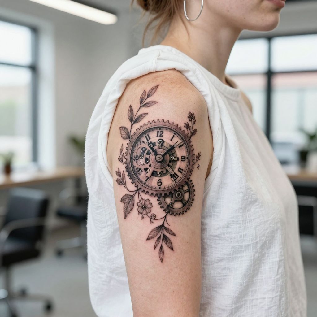 Clock Gears with Nature Elements