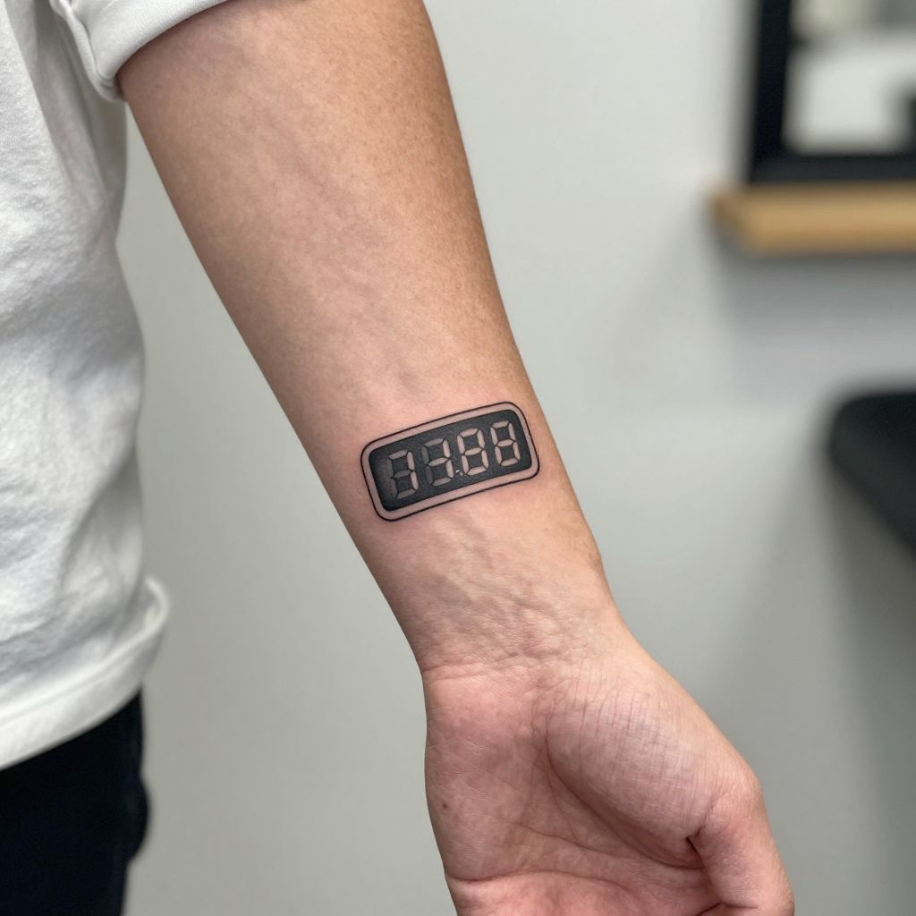 Digital Clock Display Tattoo