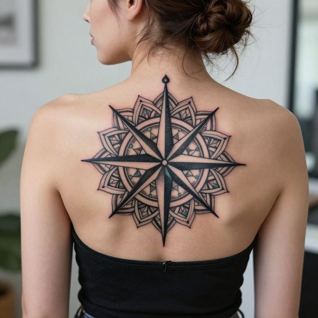 Geometric Compass Mandala tattoo