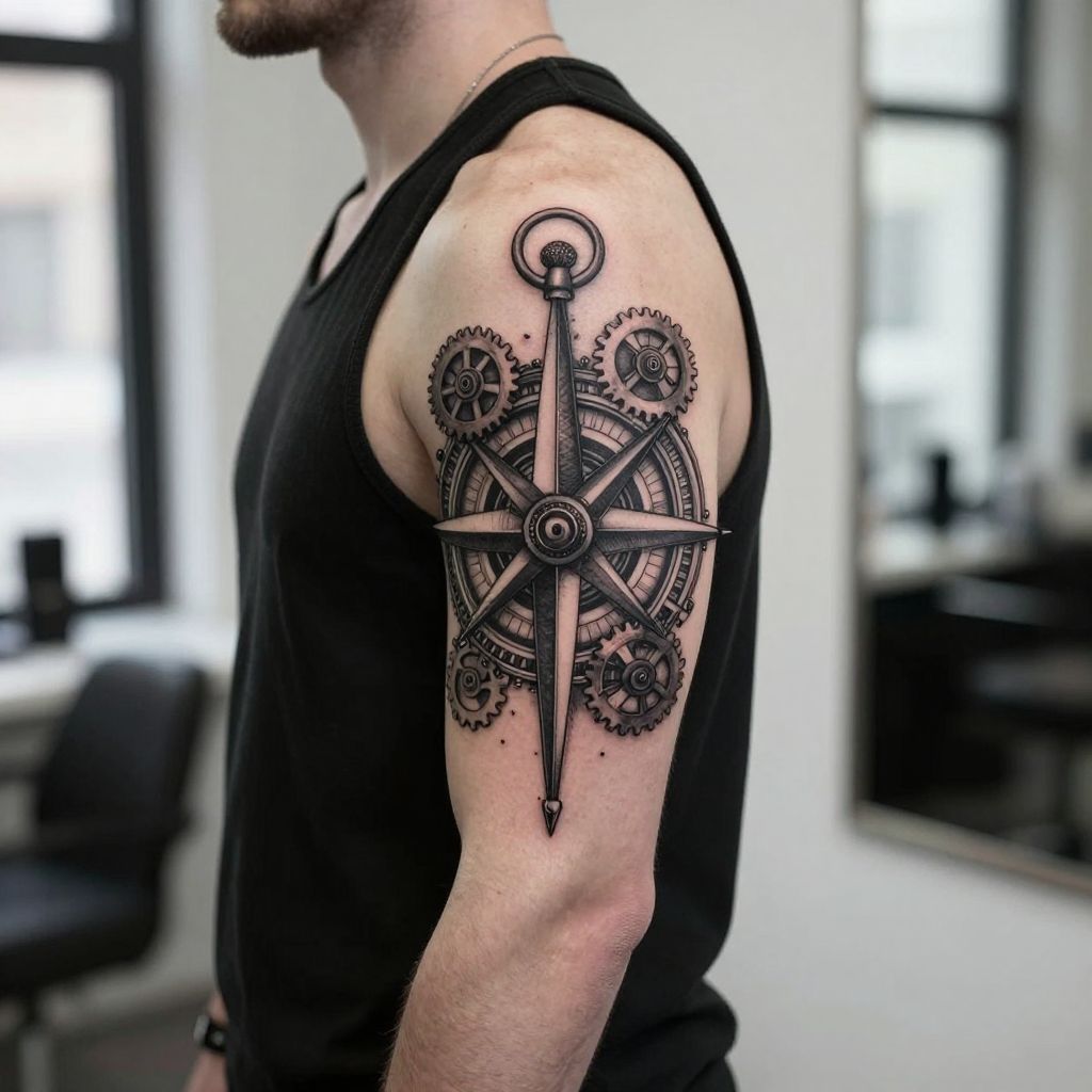 Steampunk Compass tattoo