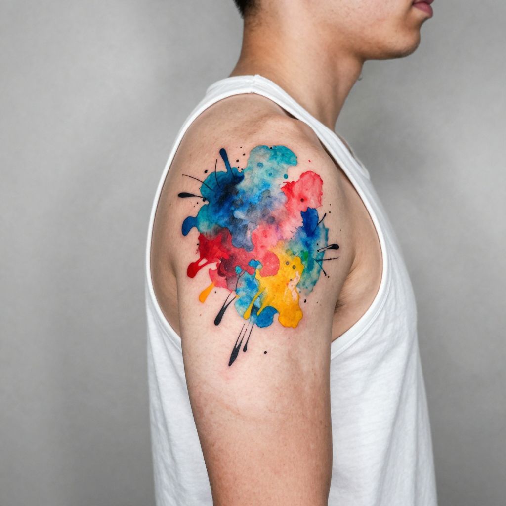 Abstract Watercolor Splash Tattoo