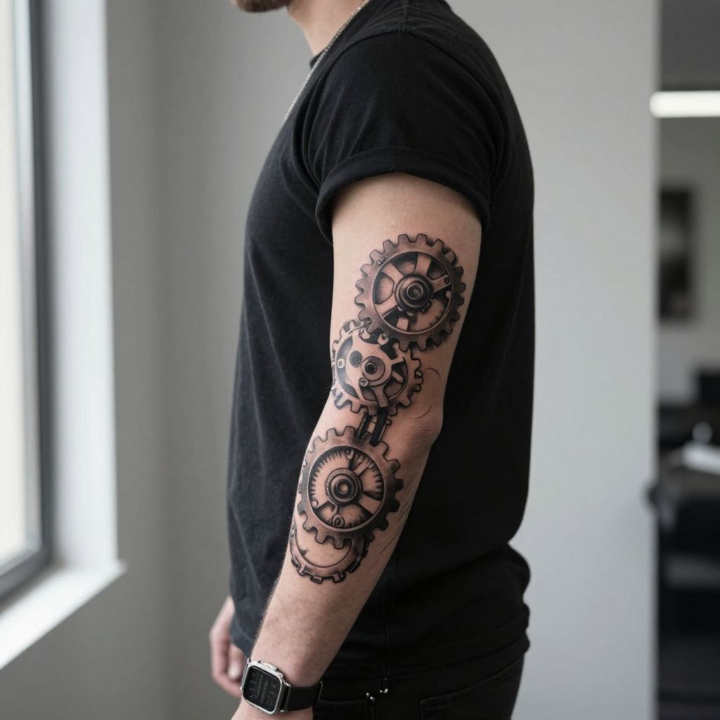 Mechanical Gear Tattoo