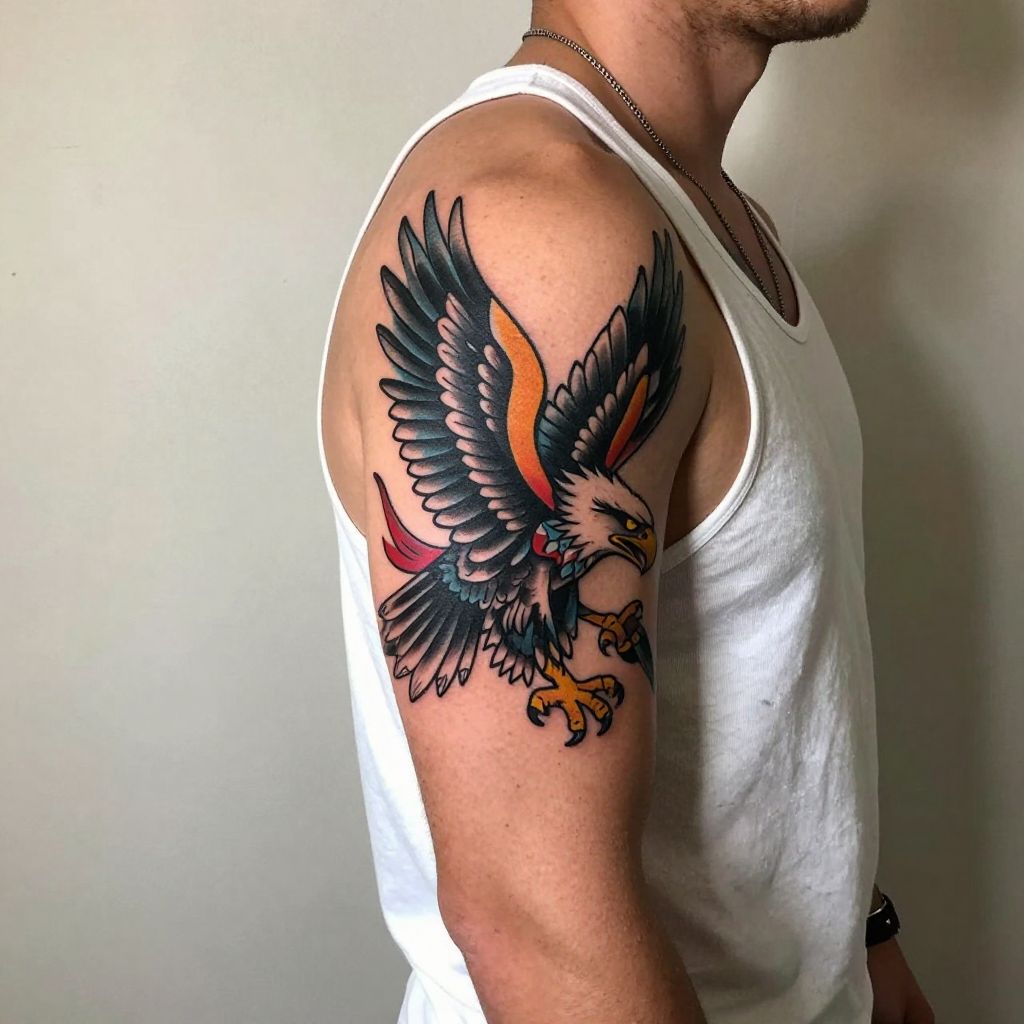 Neo-Traditional Eagle Tattoo