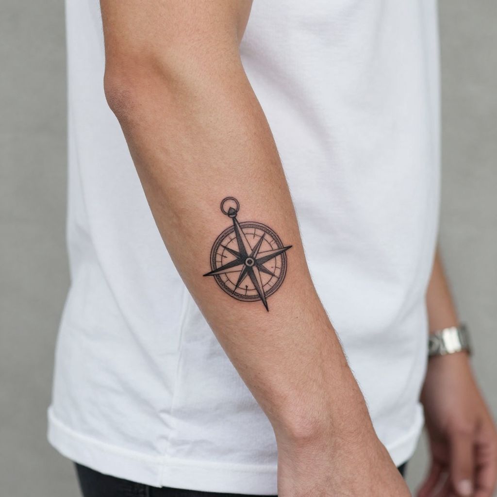 Minimalist Compass Tattoo