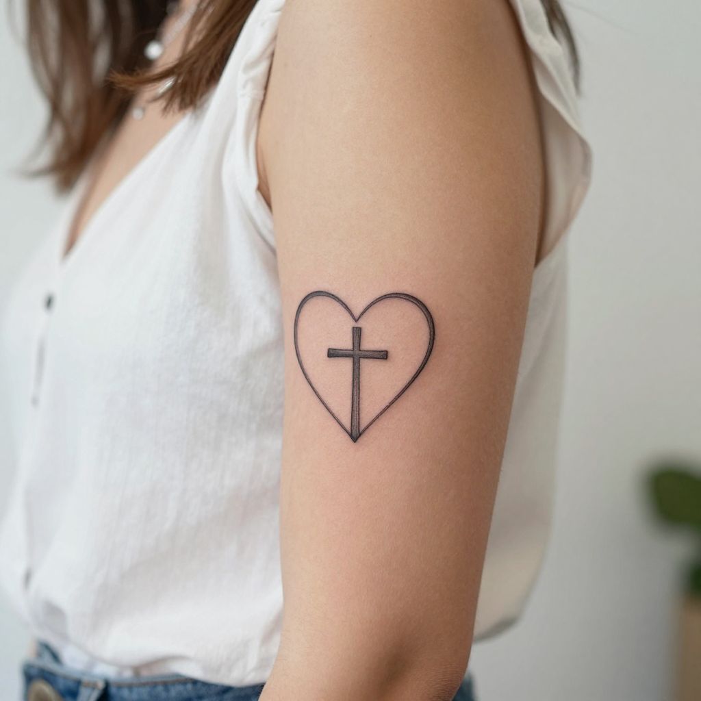 Cross Inside a Heart tattoo idea